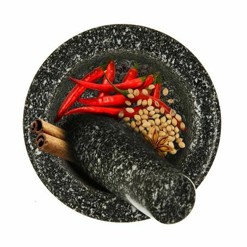 Granite Pestle and Mortar Set Herb Spice Pepper Garlic Grinder Solid Crusher