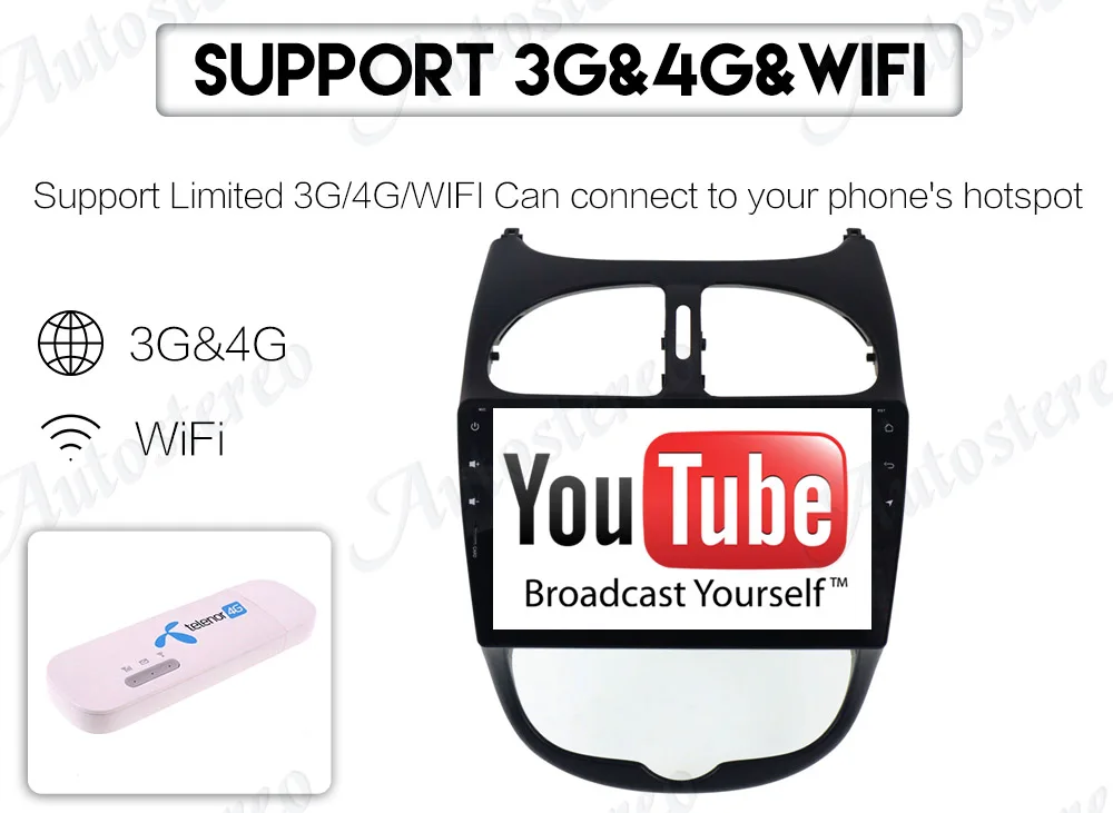 Perfect AOTSR Android 9.0 Car DVD Player For Peugeot 206 Multimedia Video WIFI GPS Navigation Car Radio Stereo Steering wheel car player 29