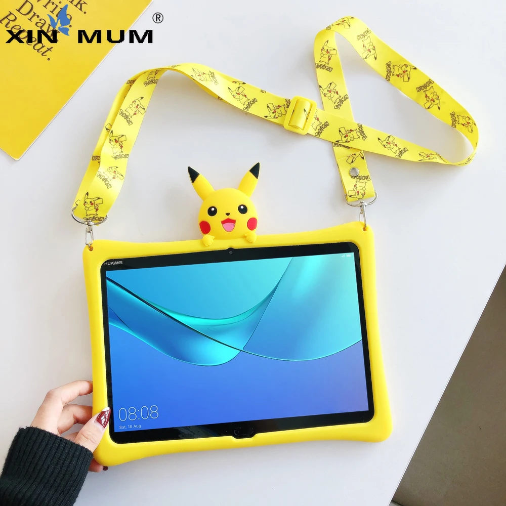 

Cover for Huawei MediaPad M6 10.8" SCM-W09 8.4" VRD-W09 Cartoon Kids Case for Media Pad M6 8.4 10.8 Silicon Funda + Strap