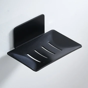 

Home Bathroom No Drilling Holder Wall Mount Space Saving Tray Storage Soap Dish Kitchen Reusable Accessories Drain Aluminum
