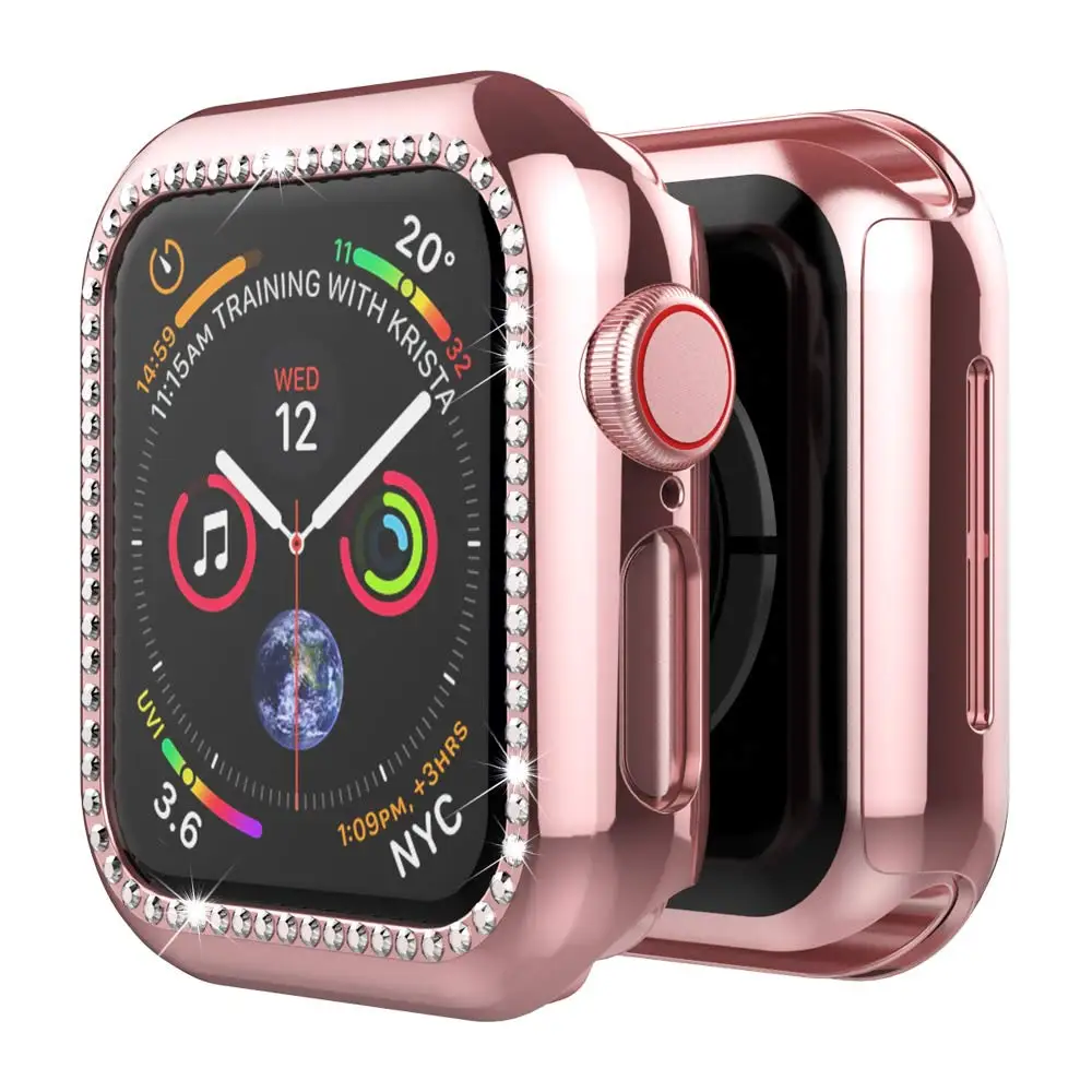 Шикарный бампер для Apple watch чехол Apple watch 4 5 44 мм 40 мм 42 мм 38 мм Алмазный протектор чехол iWatch 5 4 3 2 Аксессуары 38