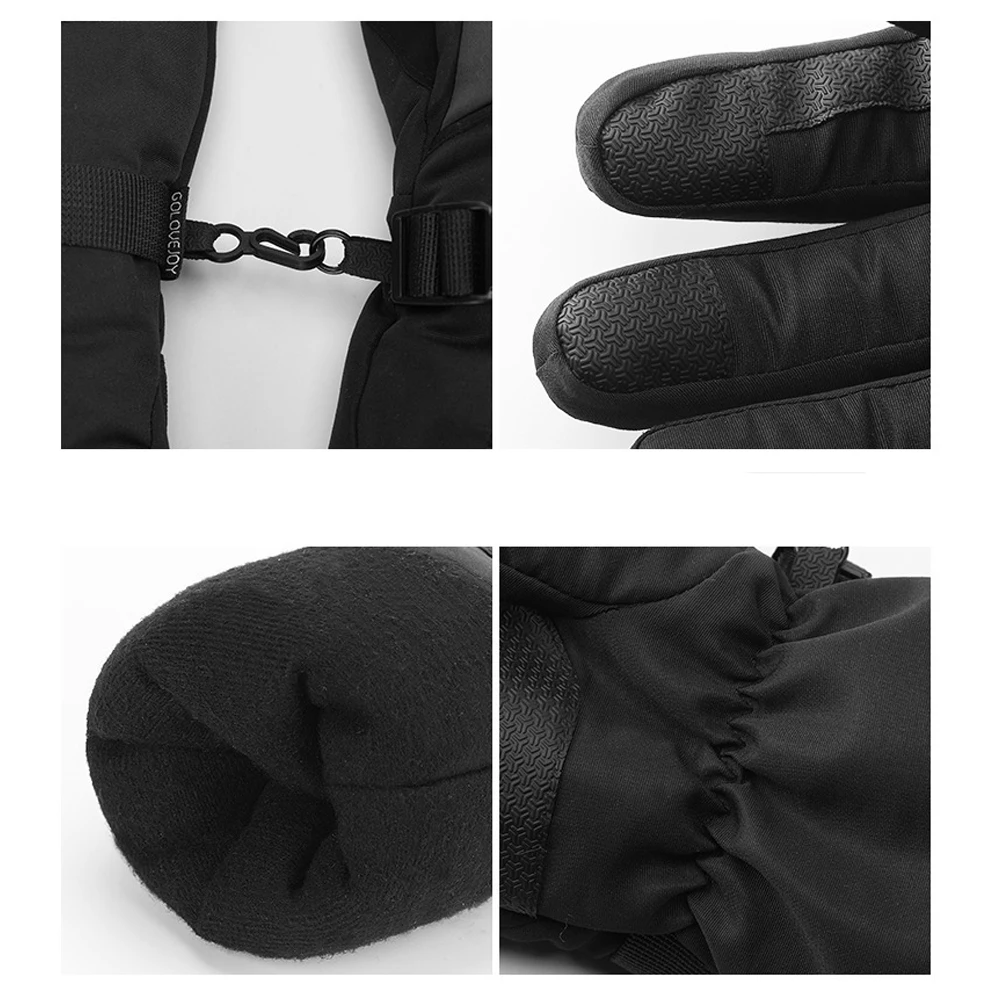 Ski gloves winter outdoor riding guantes moto four-layer waterproof pocket touch screen slip plus velvet to keep warm