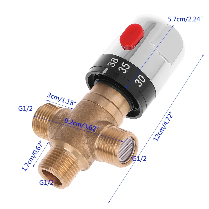 Твердая латунь G1/2 Мужской 3 способ термостатический смесительный клапан душ контроль температуры воды Au08 19 Прямая поставка