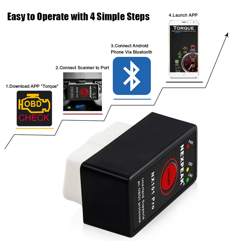 DIAGNOSI INTERFACCIA MINI ELM327 OBD2 BLUETOOTH OBDII CANBUS TORQUE TASTO ON/OFF - STORE