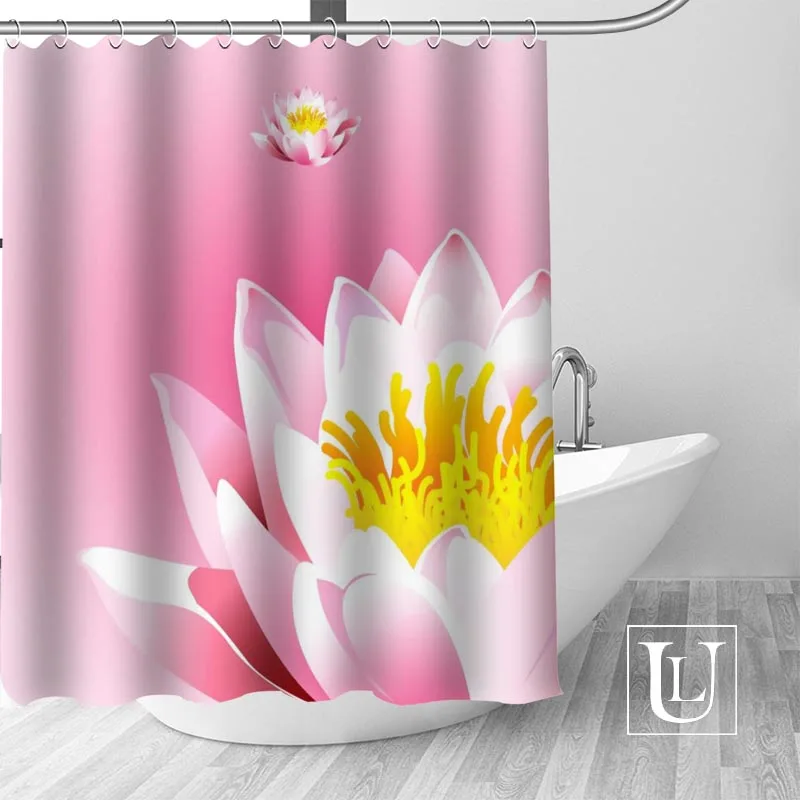

Custom Lotus Flower Shower curtain Multi size Shower curtain includes 12 Plastic Hooks Antibacterial Easy to Hang Shower curtain