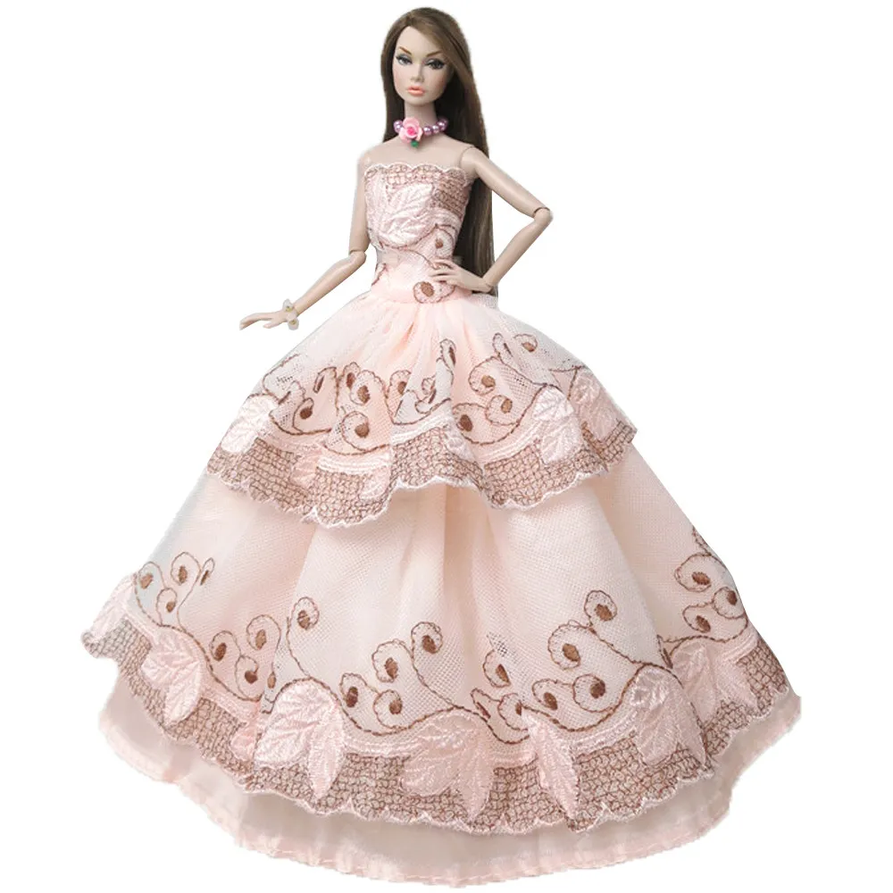NK One Pcs Doll Princess Wedding Dress Noble Party Gown For Barbie Doll Accessories Handmake Outfit Best Gift For Girl' Doll JJ - Цвет: K