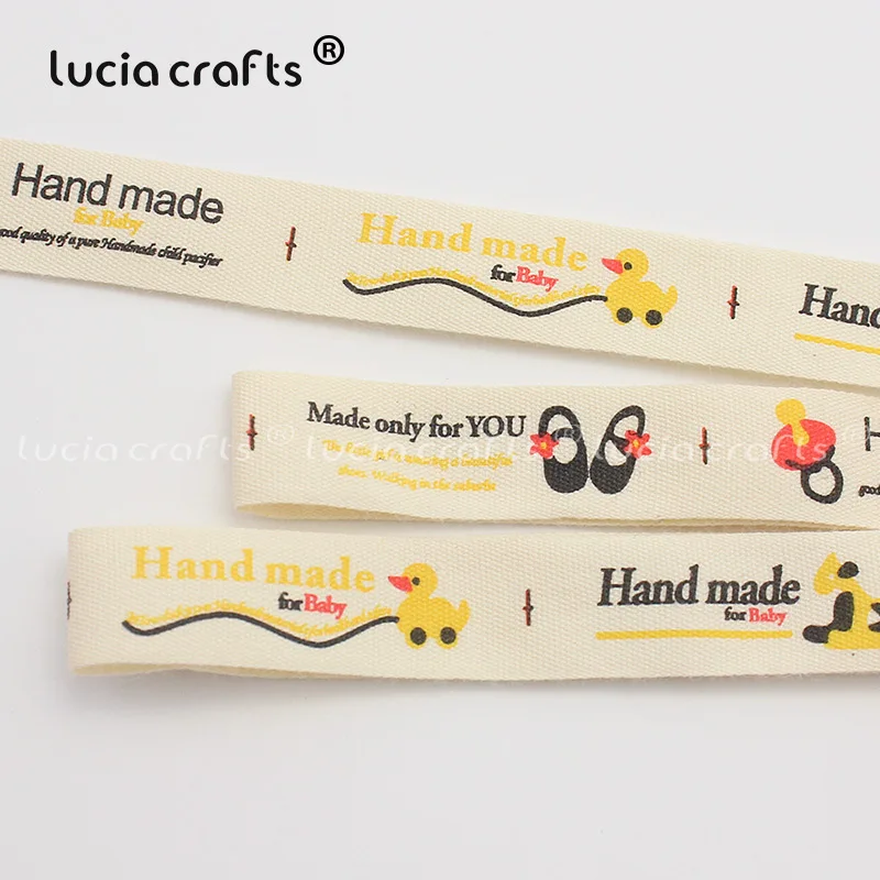 15mm style1 5y Lucia ремесла мульти размер "Hand made" дизайн печатных хлопчатобумажные ленты Ткань DIY отделка Швейные этикетки ручной работы аксессуары Q0401 - Цвет: 15mm style1 5y