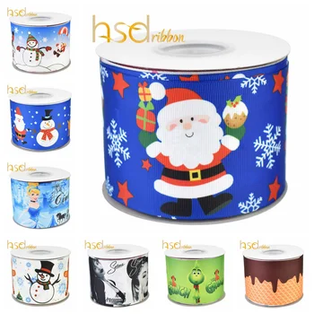 

HSDRibbon Free shipping 22MM 38MM 50MM 75MM Heat transfer printed XMS hsd-design on Grosgrain Ribbon