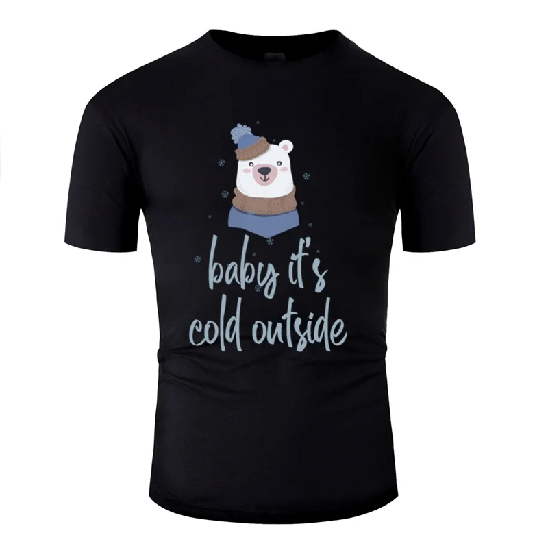 

Vintage Polar Bear Winter Cold Men Tshirt Crew Neck Streetwear Anti-Wrinkle Men T-Shirts Hiphop