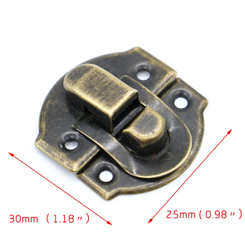 NAIERDI 5PCS Small Antique Metal Hasps Lock For Jewelry Storage Wood Box + 10PCS Antique Bronze Hinges Cabinet Mini Hinge