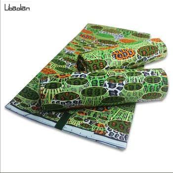 

Green African Wax Printed Real Wax Fabric With Golden Powder 6yards/pcs For Women Party Dress Making Diy Sewing Crafts F29-10