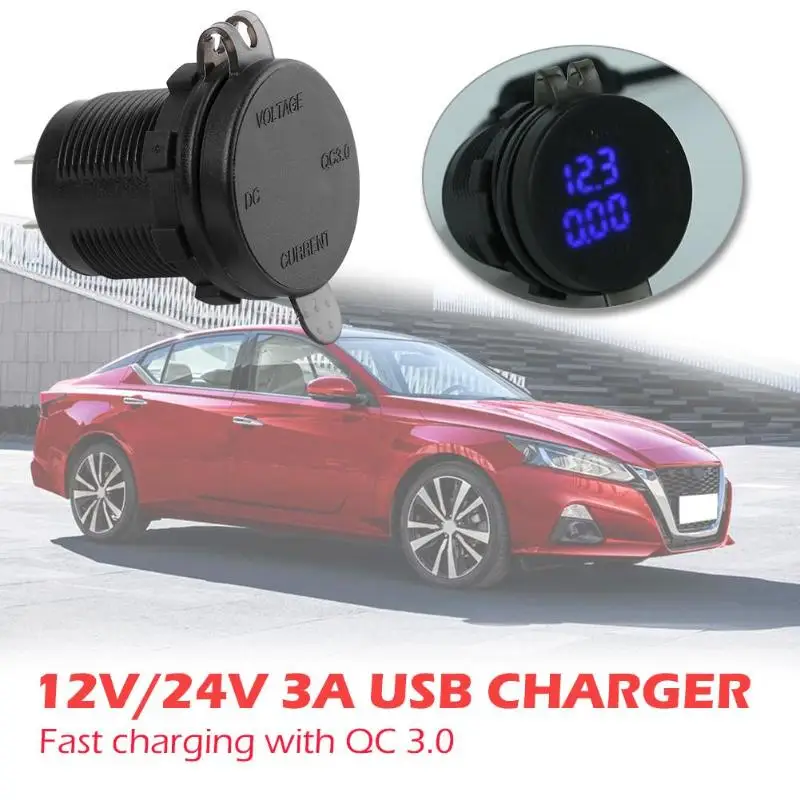 Горячая Распродажа USB Автомобильное зарядное устройство тонкий дизайн 3A QC 3,0 USB Автомобильное зарядное устройство зарядная розетка адаптер питания для авто мотоцикла лодки