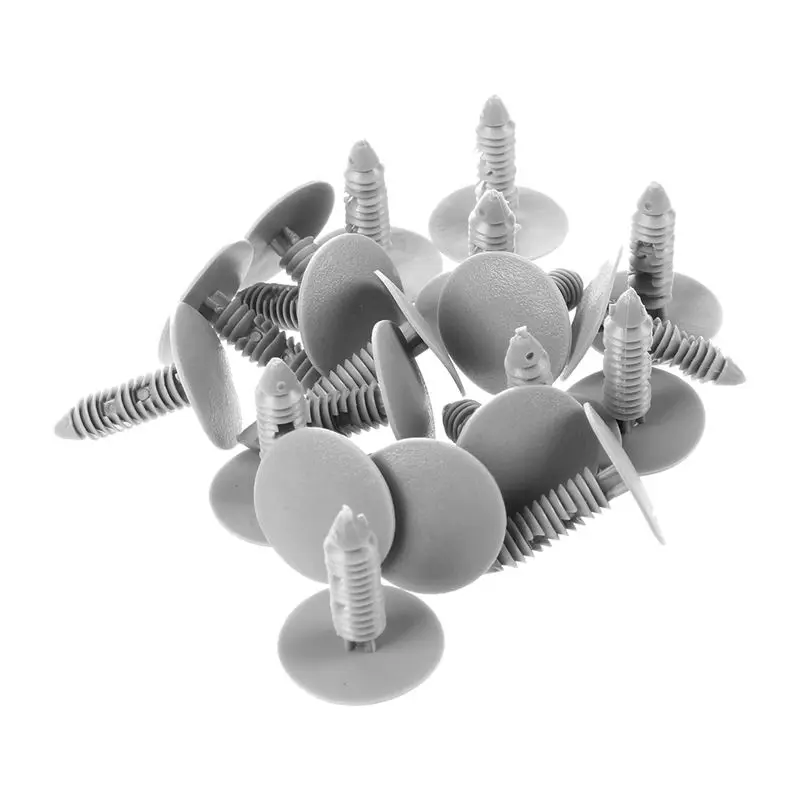 

20 Pcs Gray Plastic Car Trim Clips Rivet Fastener 6mm Hole 26mm Head