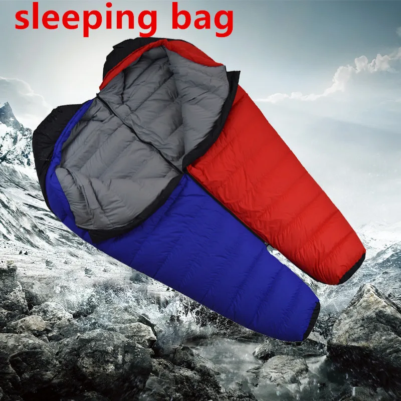 600-1500g White Duck Down Thermal Mummy Sleeping Bag  Winter Camping Hiking 