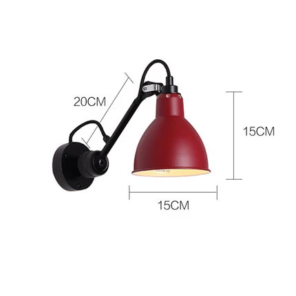 Vintage Rotatable Wall Lamp Fixture Modern Living Room Sconce Long Arm Wall light Fixture Nordic adjustable LED Wall Lighting - Lampshade Color: S type red