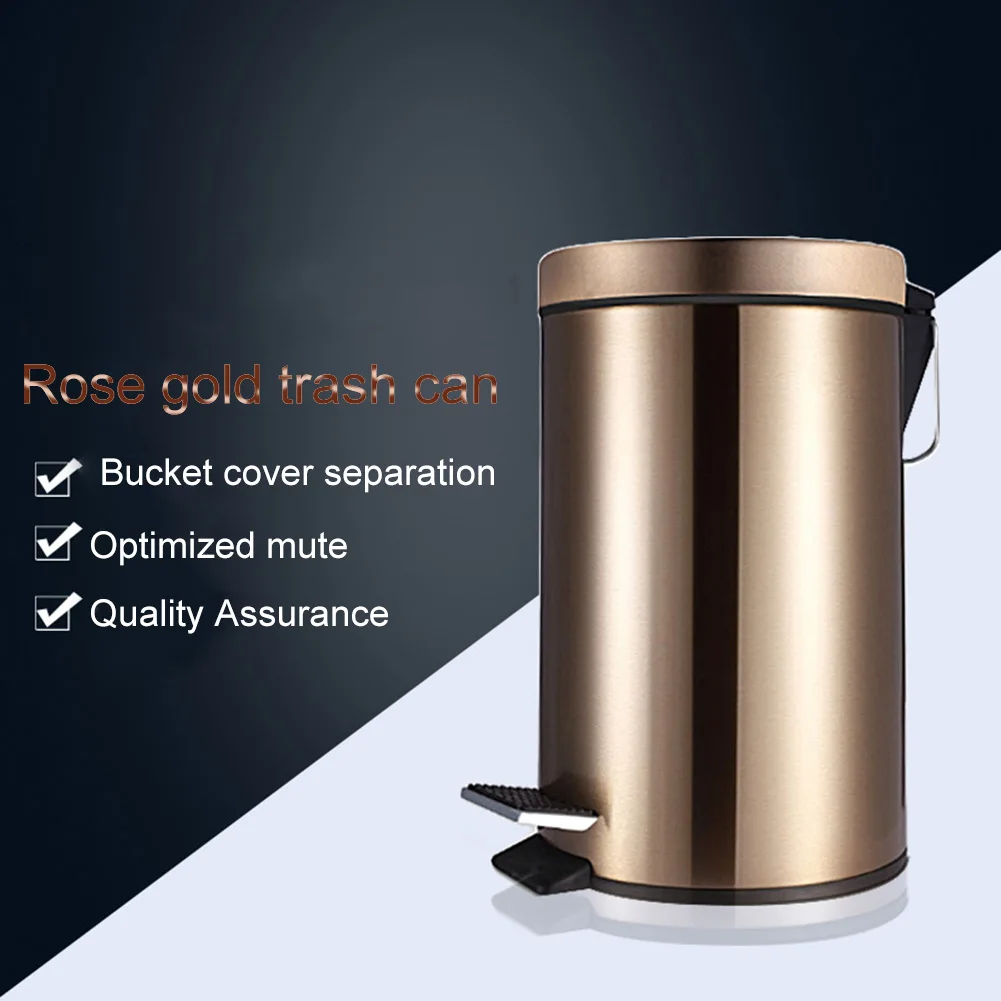 

Round Stainless Steel Step Trash Can Wastebasket Garbage Container Bin for Bathroom Bedroom Kitchen J99Store