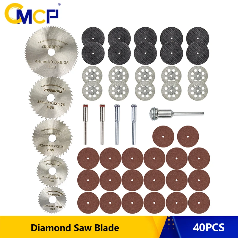 

CMCP 40pcs Diamond Cutting Discs Circular Saw Blade Woodworking Metal Cutting Disc For Dremel Mini Drill Rotary Tool Accessories