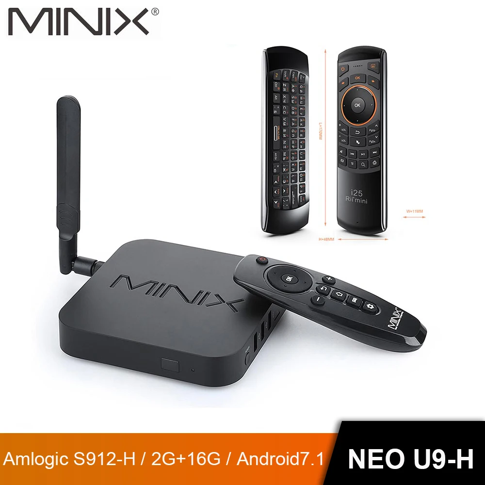Comprar MINIX NEO U9 H + NEO A3 Android 7,1 caja de TV con entrada de voz ratón de aire opcional Amlogic S912 H Octa Core 4K HDR WIFI Smart TV BOX