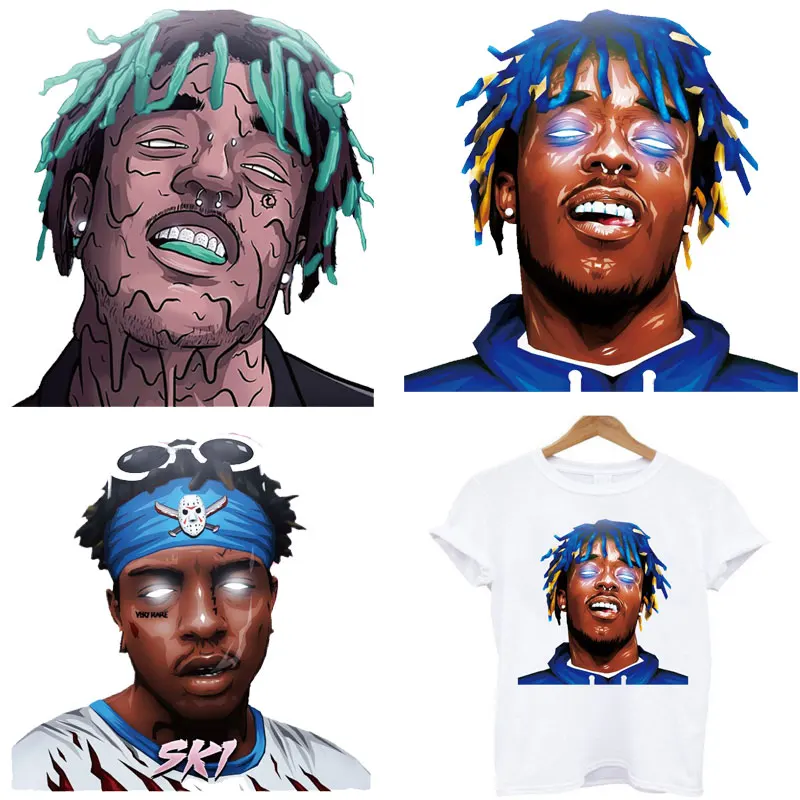Хип-хоп певец Lil Uzi Vert Black Man Ранняя одежда винтажные железные переводы для