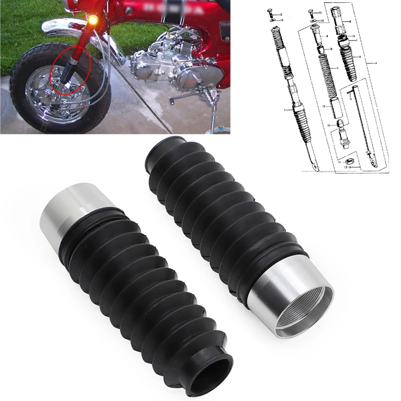 Moto Accessoires Fourchette de Moto Couverture de la Fourche Gaiters Gators Bottes Convient aux Mini-Pistes Honda Z50 Z50R 1968-1978 CT70 CT70H 69-71 Couvercle de poussière de Terre Fourchette