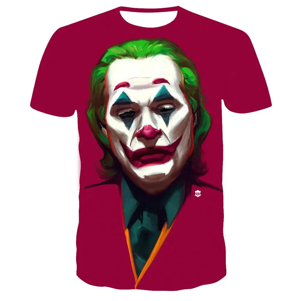 Мужская футболка с 3D принтом, повседневная мужская футболка с круглым вырезом и изображением лица Джокера, забавная футболка с коротким рукавом и изображением клоуна, летняя уличная стильная футболка - Цвет: ZD-8867