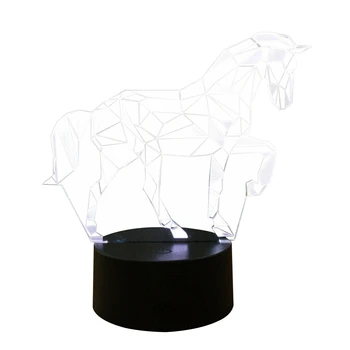 

7 Colour Changing Bedroom Bar Office Remote Control Desk LED Visual Night Light Touch Button Bedside 3D Horse Lamp Living Room