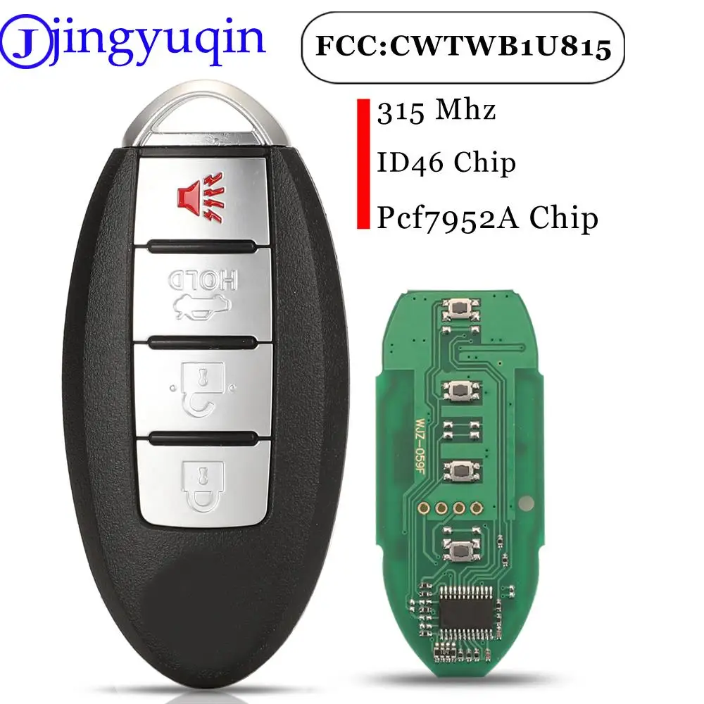 

Jingyuqin Remote Car Key Fob 315Mhz ID46 PCF7952A Chip CWTWB1U815 For Nissan Sunny Versa Sentra Juke Cube 4 Buttons