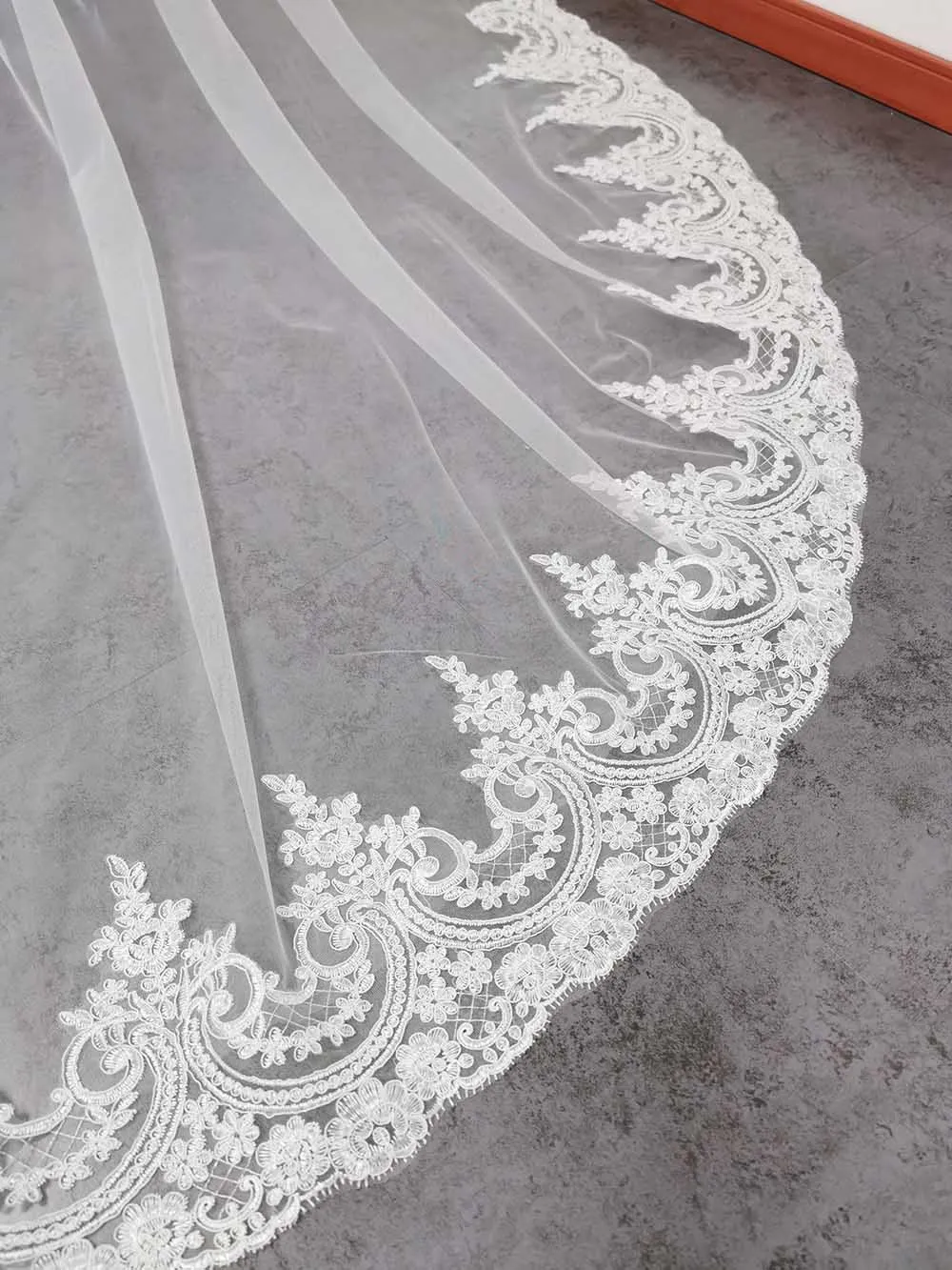 Cathedral Long Wedding Veil with Comb One Tier 3M New White Ivory Bridal Veils 1 Layer Welon for Bride Wedding Accessories