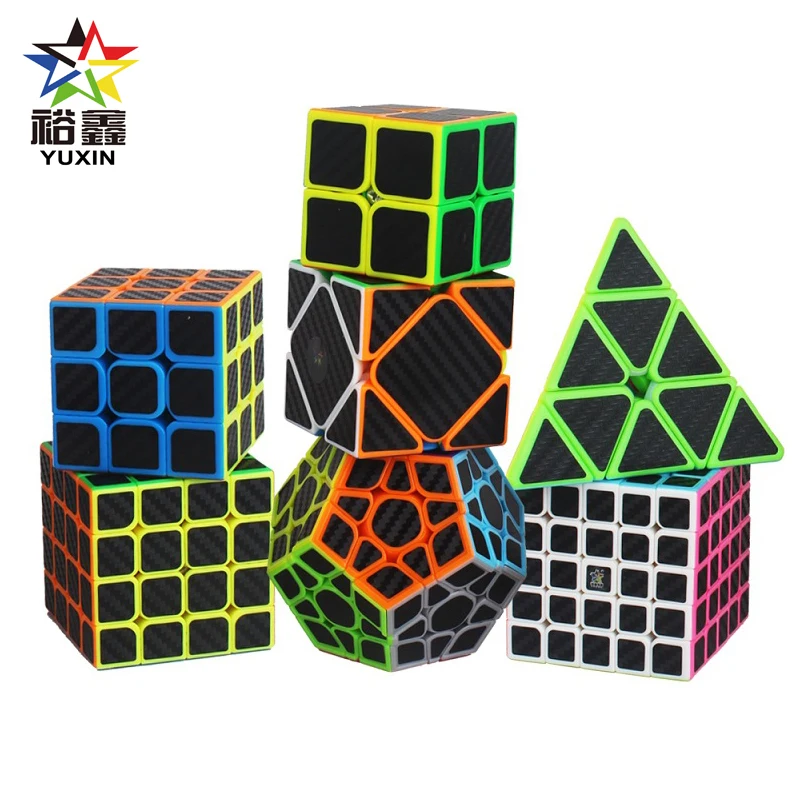 YUXIN наклейка из углеродного волокна 2x2x2 3x3x3 4x4x4 5*5*5 Megaminx Skew пирамида магический куб