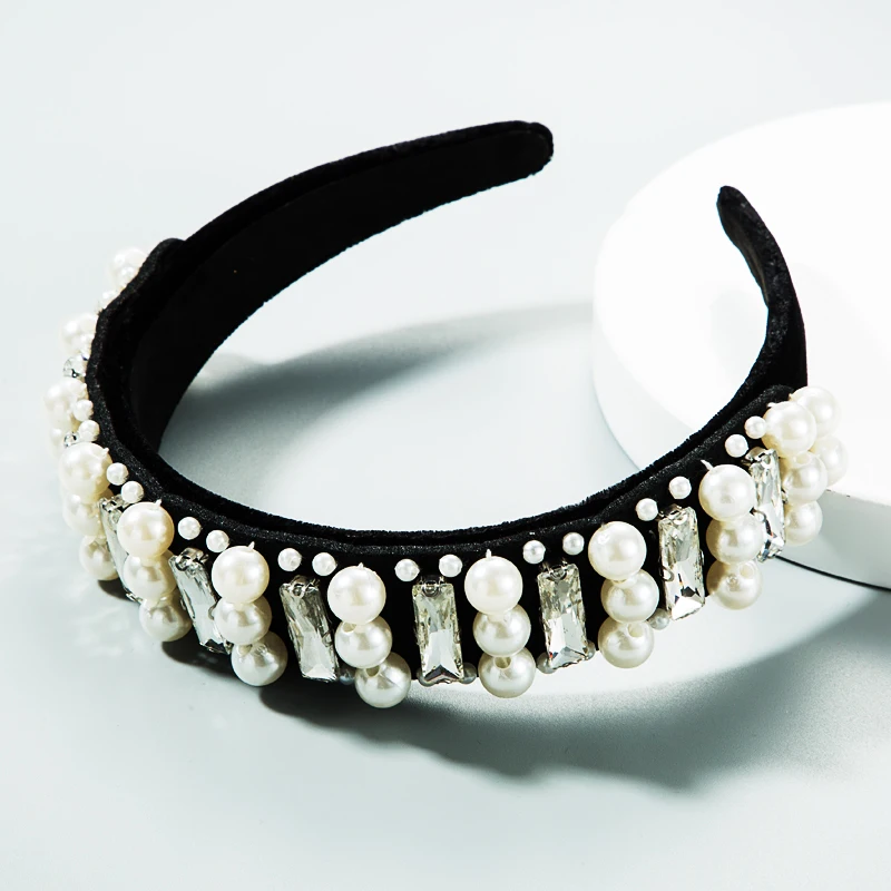 

Za 2020 Hot Selling Hair Bands for Women High Class Baroque Style Luxury Super Flash Glass Drill Big and Small Pearls Head Band