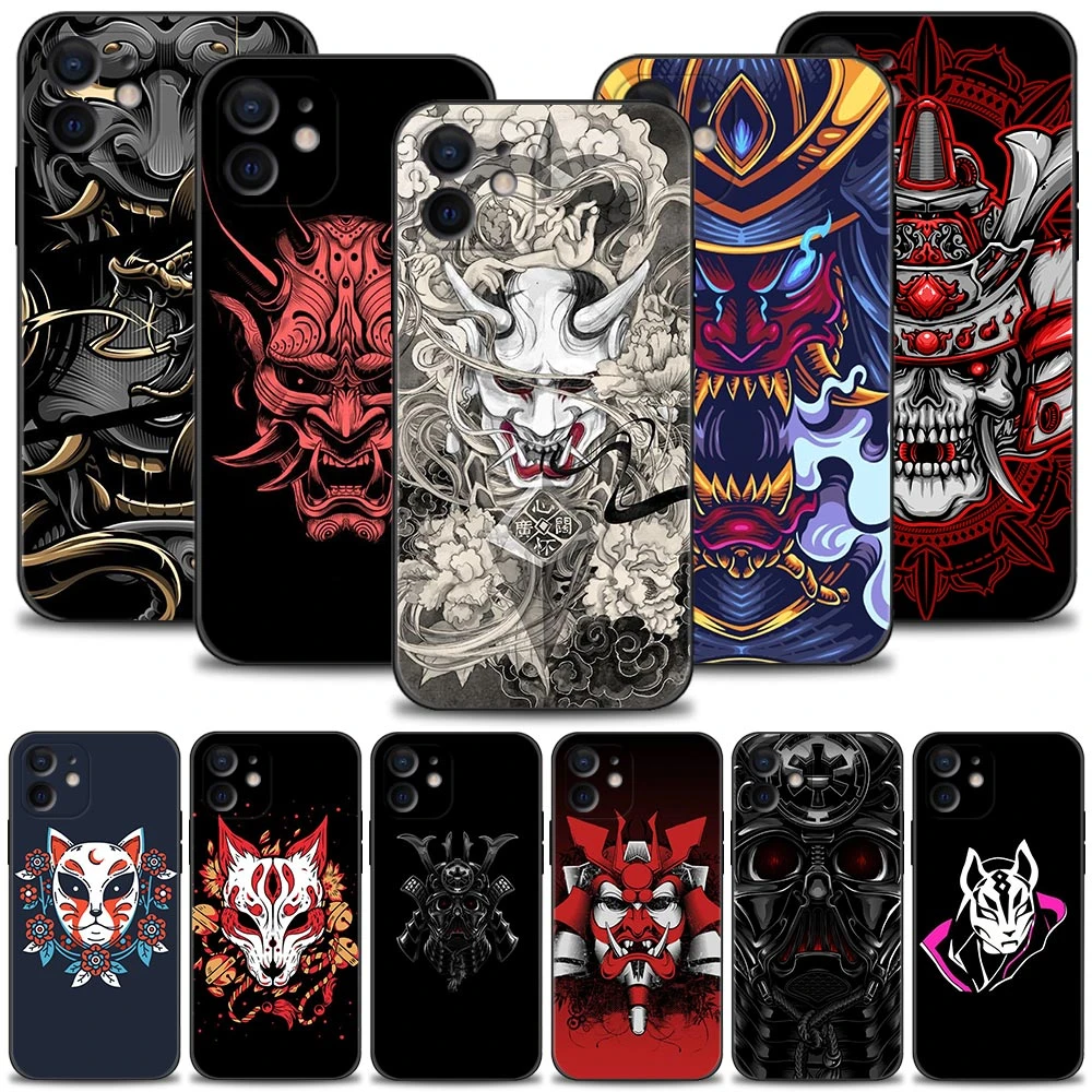 iphone 13 pro max cover Samurai Oni Mask Phone Case For Apple iPhone 13 12 11 Pro Max Mini XS Max XR X 7 8 Plus 6 6S SE 2020 Soft Cover Silicone Shell case for iphone 13 pro max