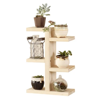 

Wooden Plant Stand Household 4-Layer Desktop Modern Succulent Rack Balcony Desktop Indoor Coffee Bar Garden Flower Pot Shelf