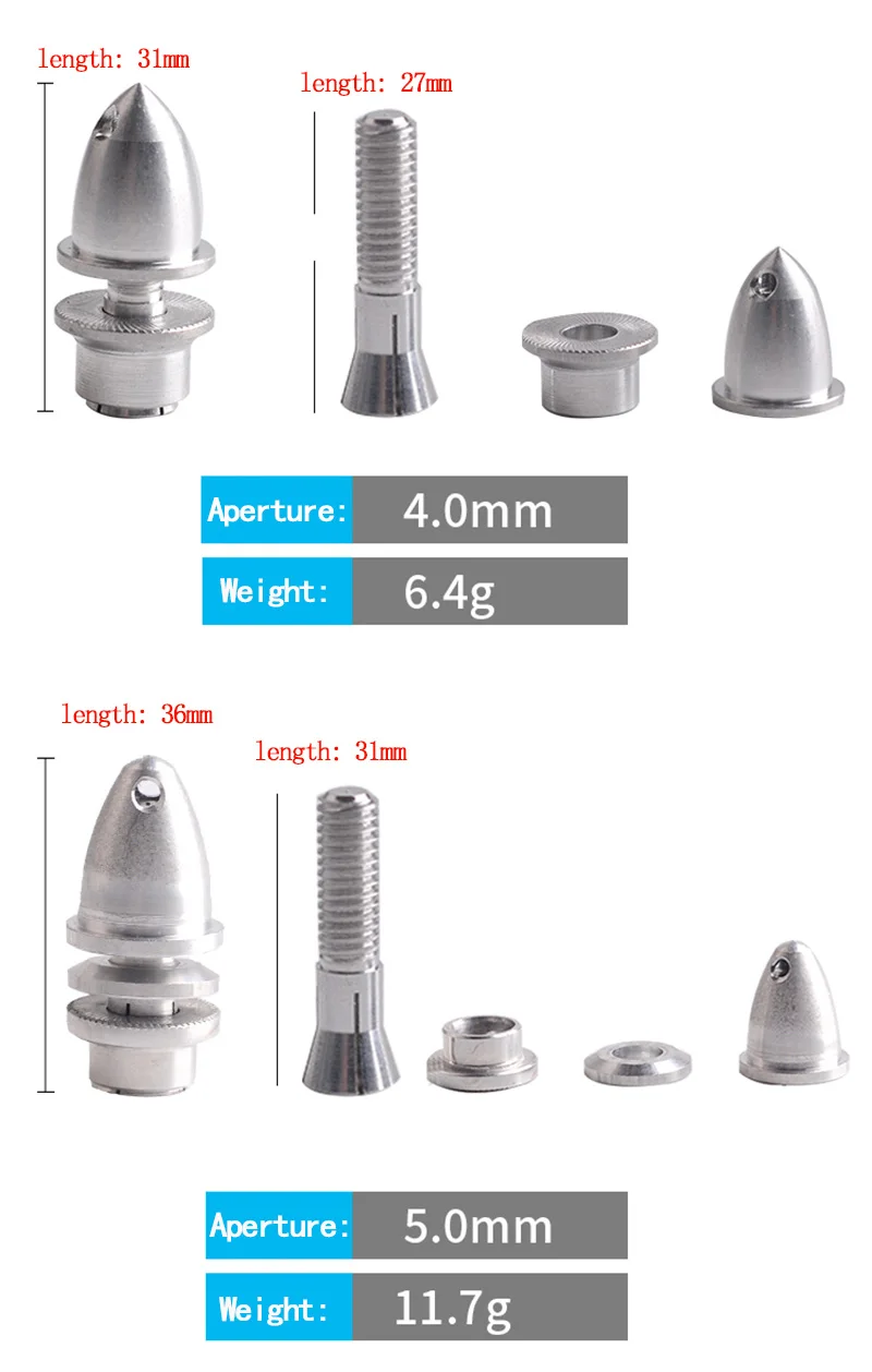 5 Stücke 2mm 2,3mm 3mm 3,17mm 4mm 5mm RC Aluminium Bullet Propeller Adapter Halter für Flugzeug Bürstenlosen Motor Prop – Detail 9