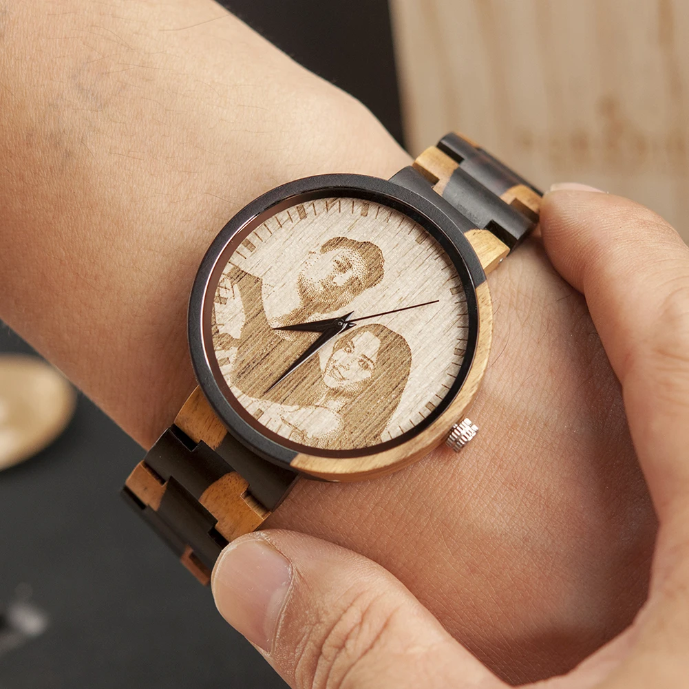 Personality Engraving Customize Watch Men BOBO BIRD Customers Photos Customization Wooden Watches Gift for Him fo reloj mujer