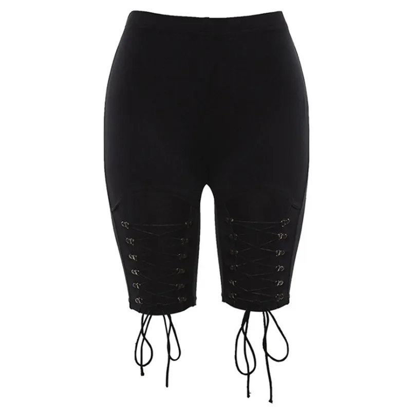 Sexy Hollow Women Shorts High Waist Punk Rock Bandage Hollow Out Party Club Sexy Fitness Shorts