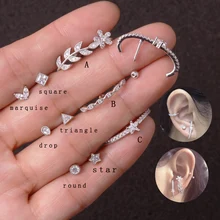 Sellsets, 1 шт., Модные CZ серьги-гвоздики для ушей, daith tragus rook, пирсинг, ювелирные изделия, длинные серьги-гвоздики для женщин