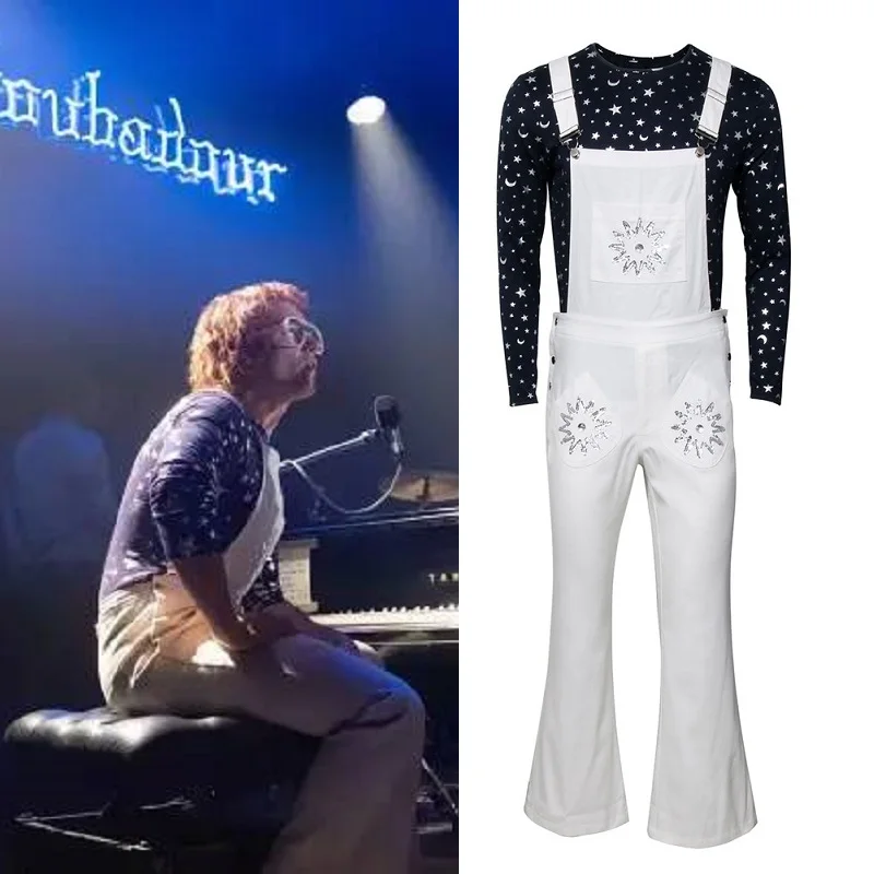 

Rocketman Cosplay Elton John Costume Halloween Adult Suit Carnival Bib Pants