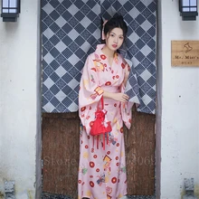 Женские кимоно платье японский традиционный стиль элегантные вечерние с принтом Yakata Ретро Национальный хаори год фотографии костюм