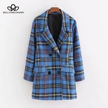 Bella Philosophy женские зимние шерстяные теплые куртки пальто винтажные двубортные Женские пальто офисные женские повседневные Карманы верхняя одежда