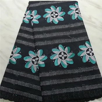

2019 Latest Embroidery African Dry Lace Fabric High Quality For Women Dress Swiss Voile Lace In Switzerland With Stone pl65-3081