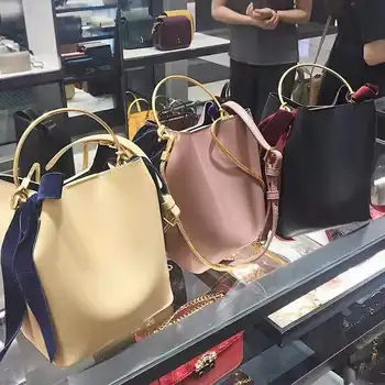 

Bucket Bag Women's New Fashion Chain Bag Bow Metal Handle Bucket Bag Women