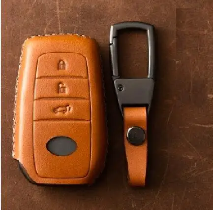 3Button brown 02 Чехол из натуральной кожи с дистанционным управлением для Toyota Camry Highlander Prado Crown Land Cruiser Prius Vitz Reiz Fortuner Prius - Название цвета: 3Button brown 02
