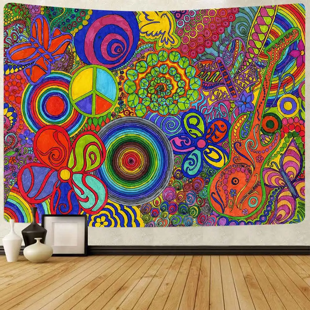Настенный Гобелен Simsant Groovy Peace and Love Bohemia Hippe настенный гобелен для гостиной