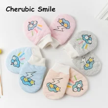 Детские утолщенные перчатки против царапин Хлопковые варежки дышащие Новорожденные 0-6 месяцев Новорожденные теплые детские варежки зимой