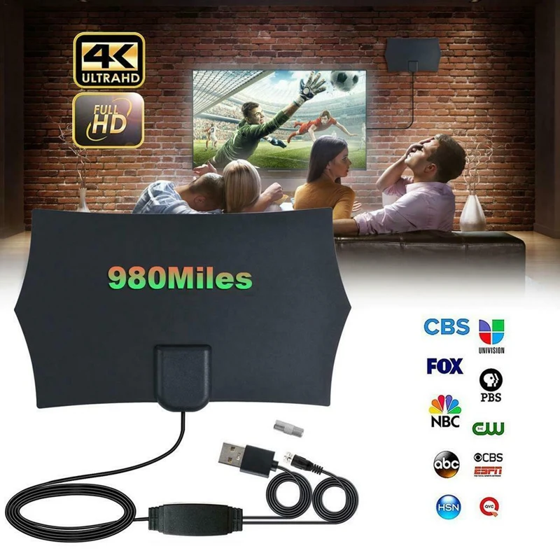 Горячее предложение TTKK 980 Miles 4K цифровая HD ТВ комнатная ТВ антенна с усилителем сигнала Усилитель ТВ радиус серфинга лиса антенна HD ТВ антенны Aeri