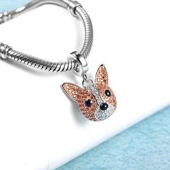

Dog Pendant Fits Pandora Charms Bracelets Original 925 Sterling Silver Beads Jewelry Making Beads Crystal Dog Charms Bracelet