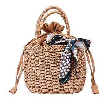 

Portable Simple Straw Bag Woven Female Bolsa Holiday Beach Bags 2020 New Vegetable Basket Bag Bolsos Mujer