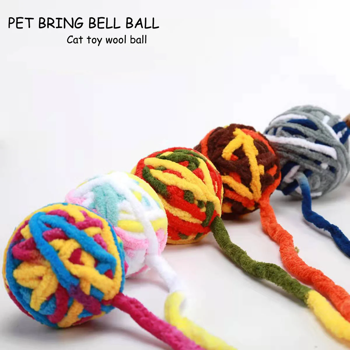 Cat Toy Bells Ball Knitting Wool Ball  Cat Interactive Toys Pet Cat Supplies Relieve boredom  Kitty Toy Ball 19 Color