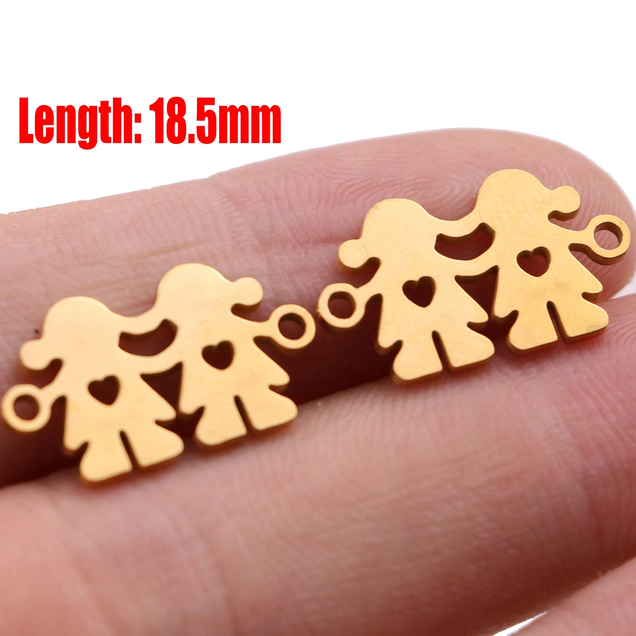 5pcs Family Chain Stainless Steel Pendant Necklace Parents and Children Necklaces Gold/steel Jewelry Gift for Mom Dad New Twice - Цвет: Gold 25
