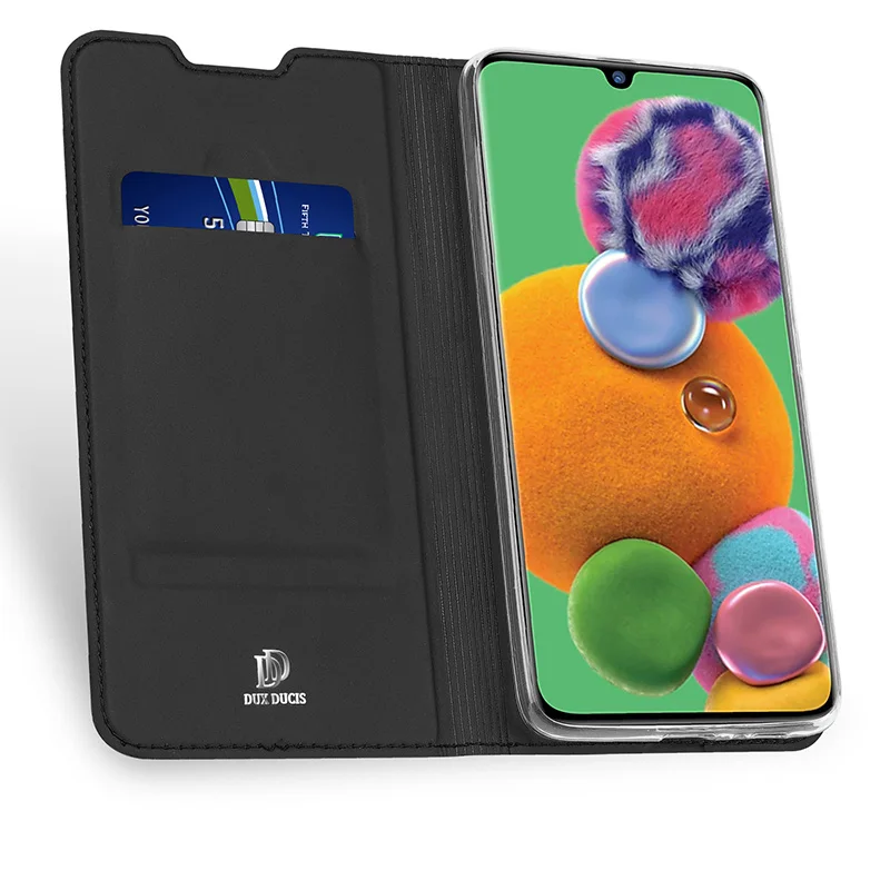 Чехол-книжка для samsung A90, 5G, Чехол-Кошелек, Чехол-подставка из искусственной кожи, ТПУ, мягкий бампер, держатель для кредитных карт, карман, сумка для мобильного телефона - Цвет: Черный